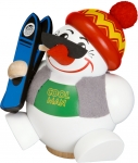Snowman Ski Smoker, handmade and handpainted wooden smoker from the Erzgebirge, Made in Germany by Seiffener Volkskunst